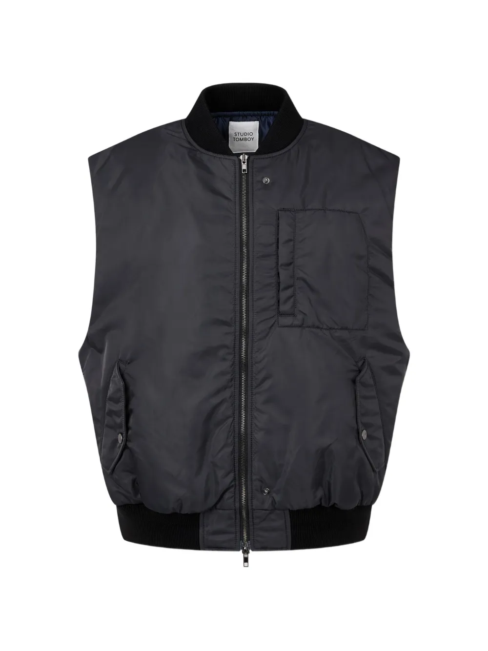 TOMBOY ribbed-trim padded gilet - Grau