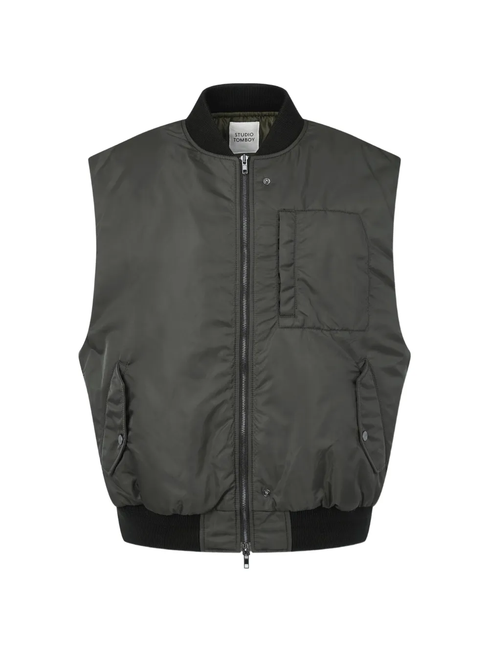 TOMBOY ribbed-trim padded gilet - Grigio