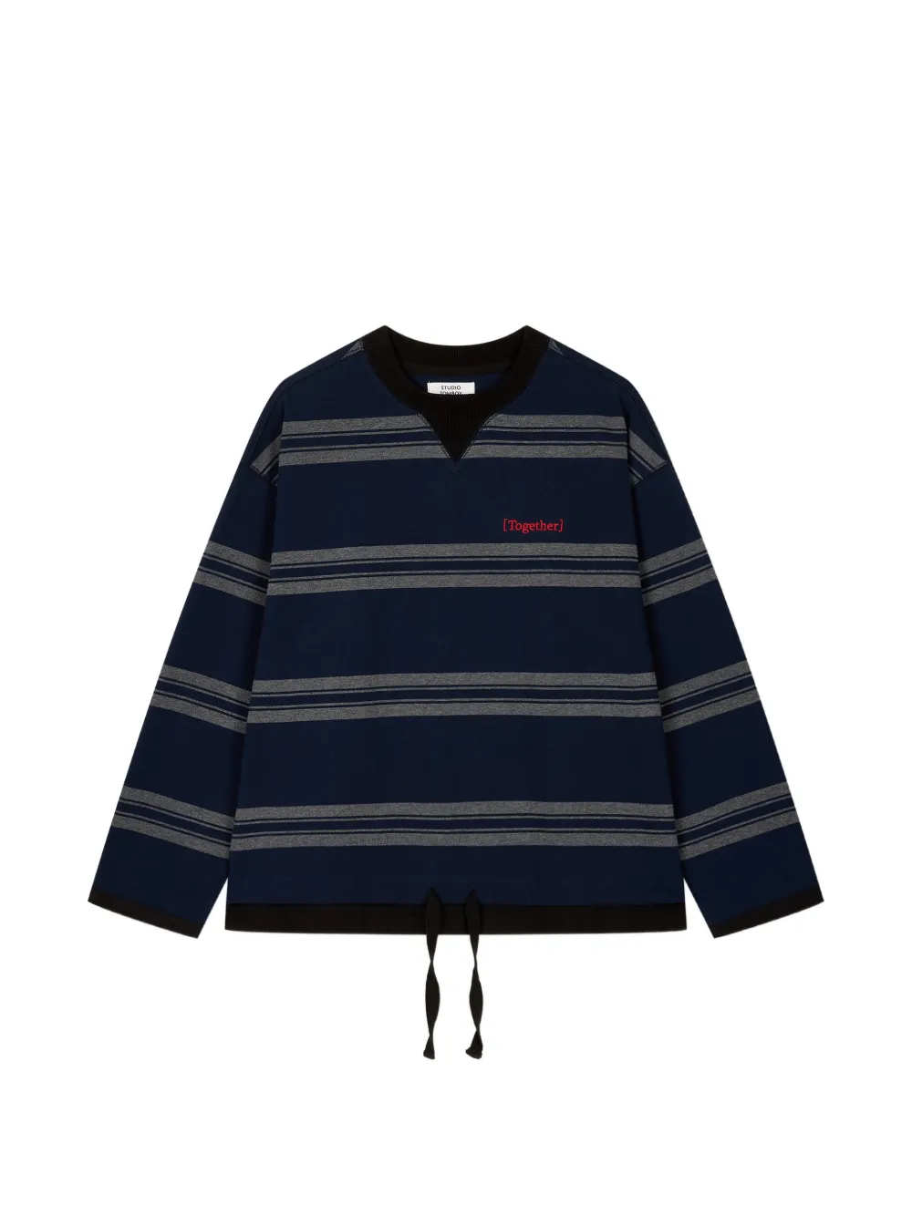 TOMBOY striped drawstring-hem T-shirt - Blu