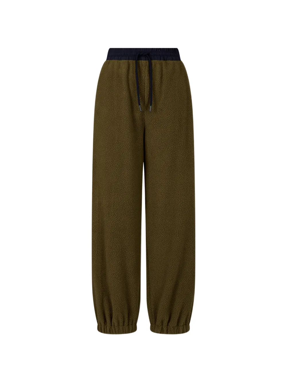 TOMBOY contrast-waist fleece-texture track pants - Verde