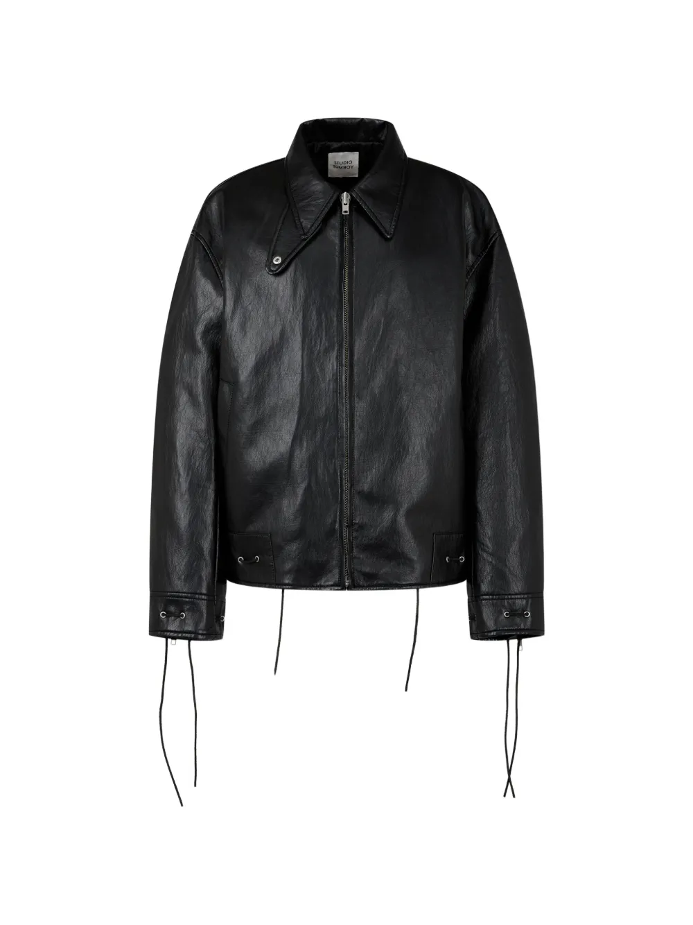 TOMBOY string-detail faux-leather jacket - Nero