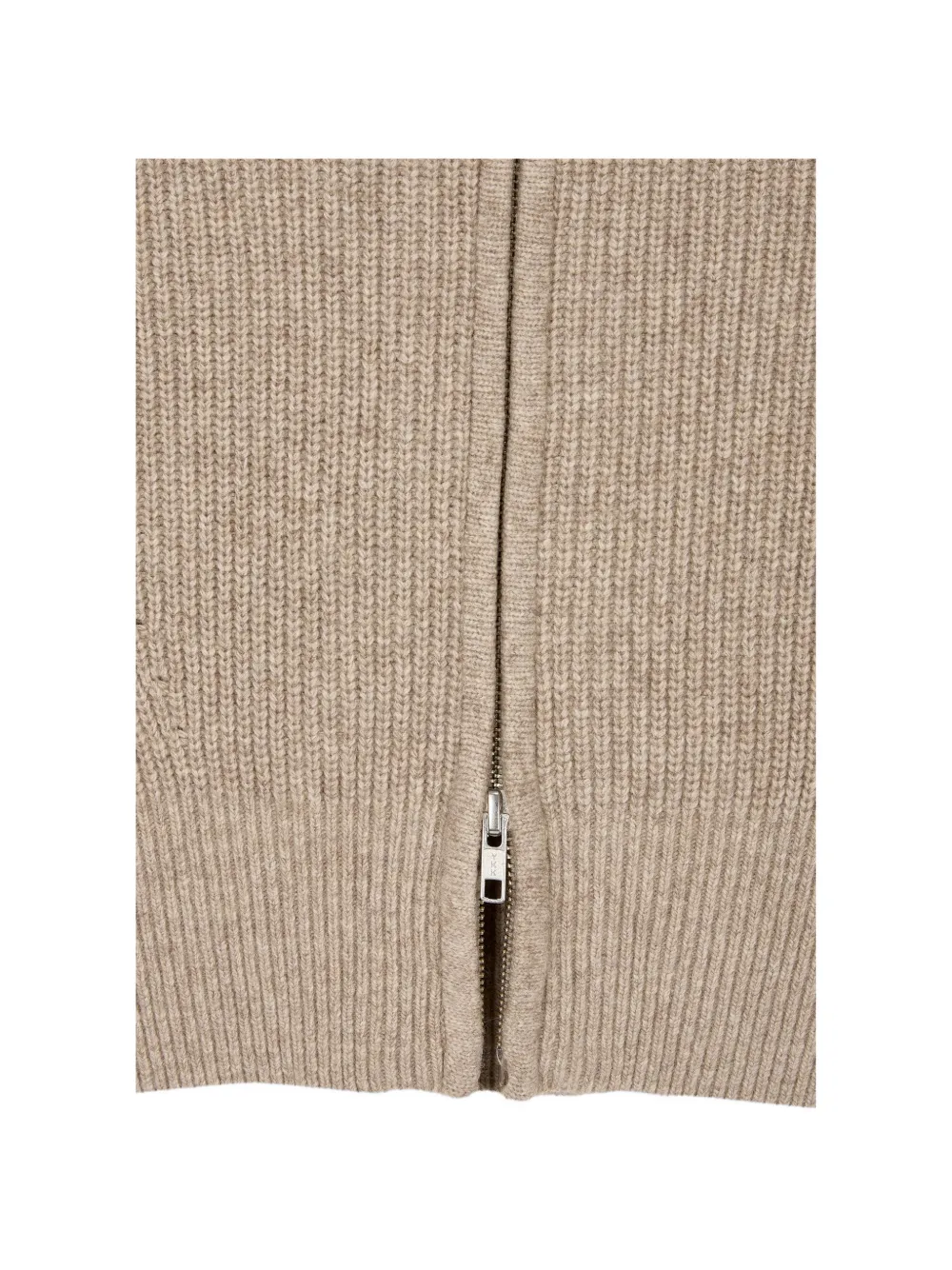 TOMBOY ribbed-knit zip-up cardigan Beige