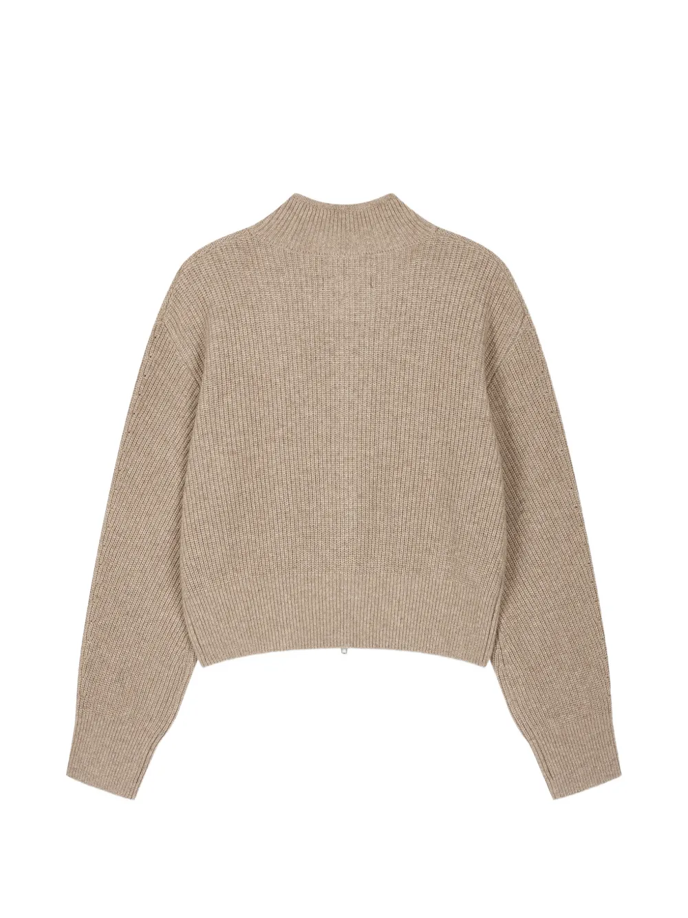 TOMBOY ribbed-knit zip-up cardigan Beige