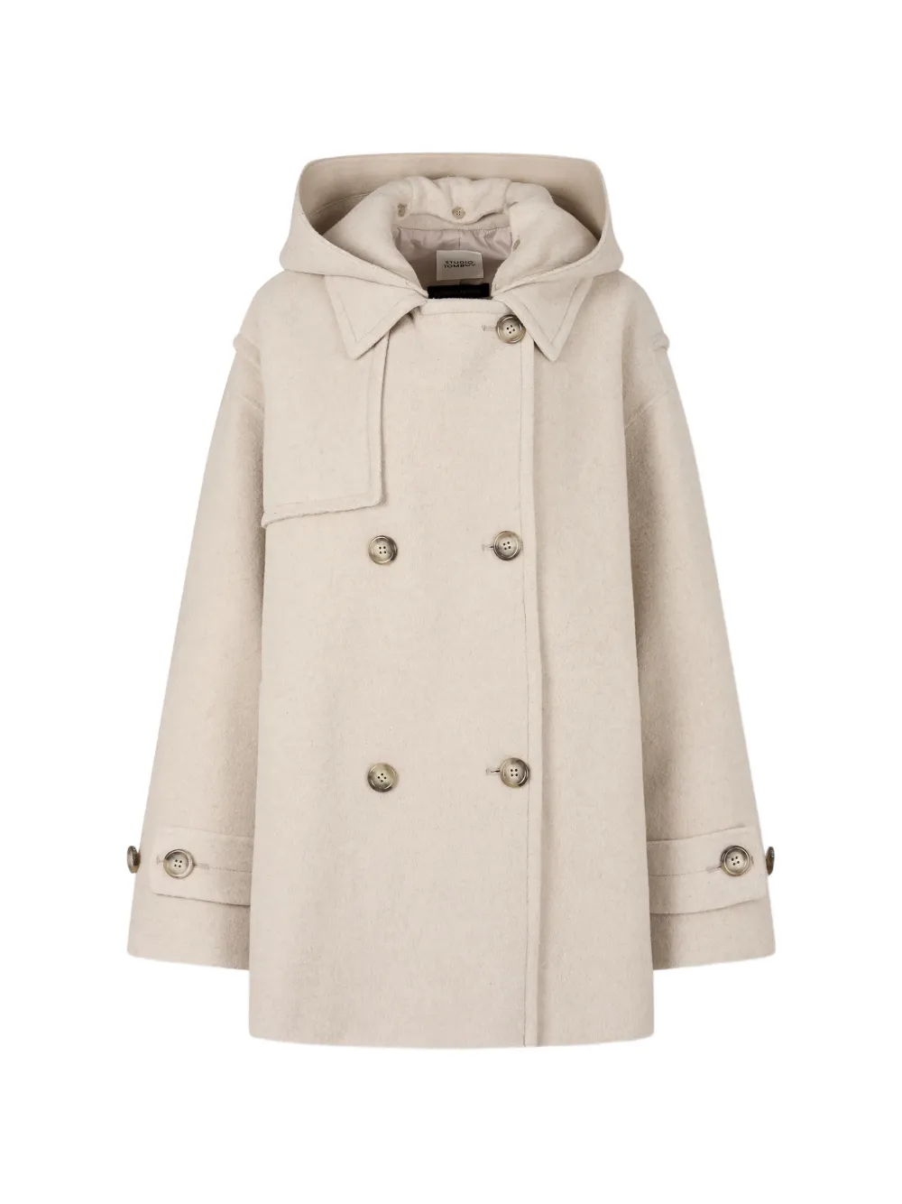 TOMBOY detachable hood double-breasted jacket - Tons neutres