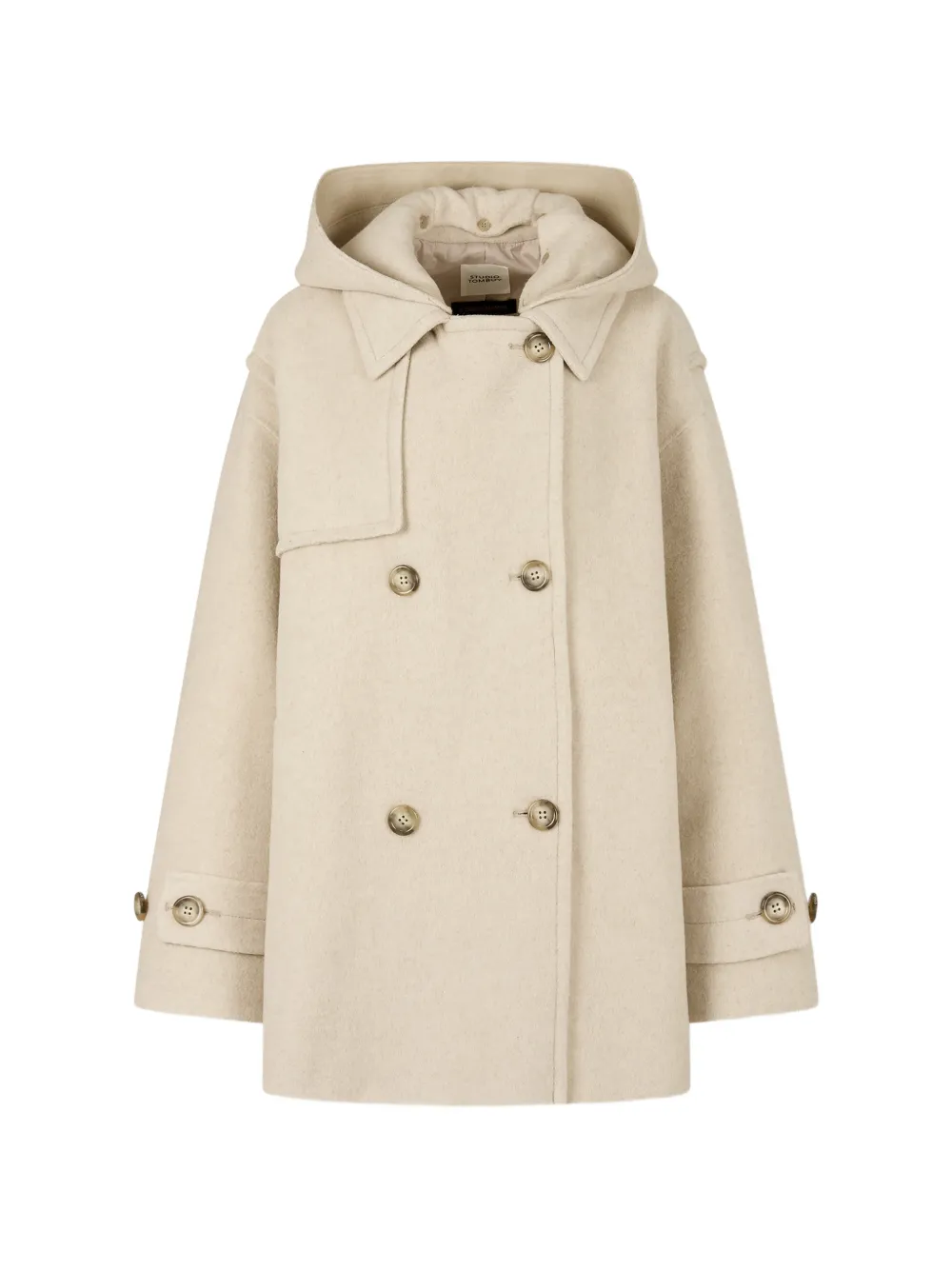 TOMBOY detachable hood double-breasted jacket - Nude