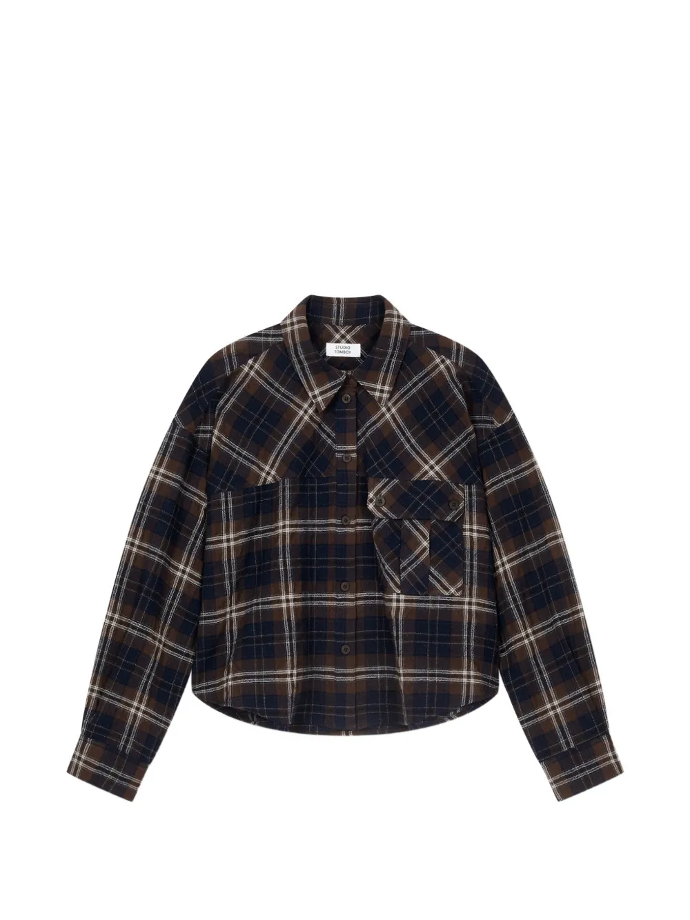 TOMBOY checkered cropped shirt - Braun