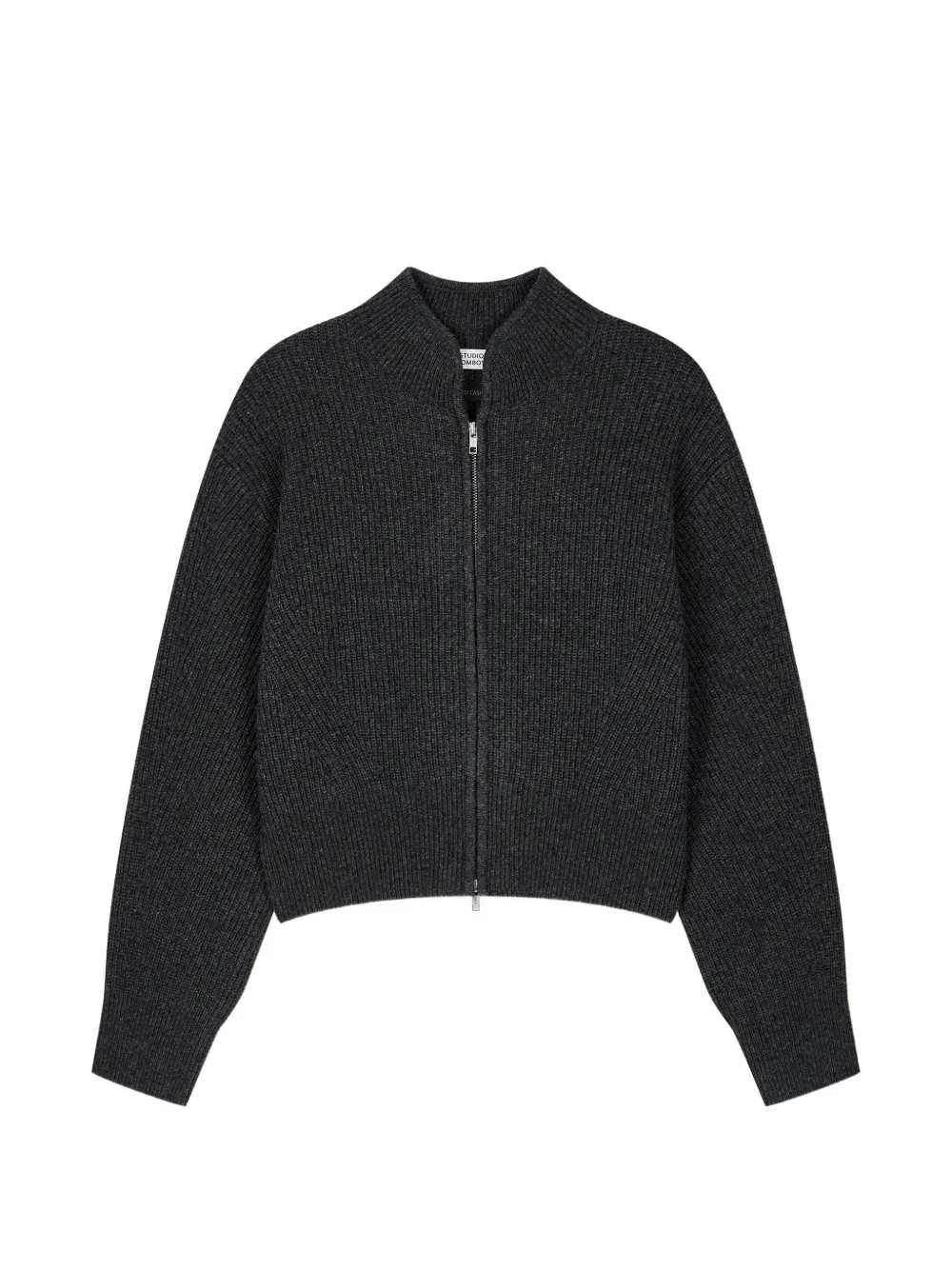 TOMBOY ribbed-knit zip-up cardigan - Grau