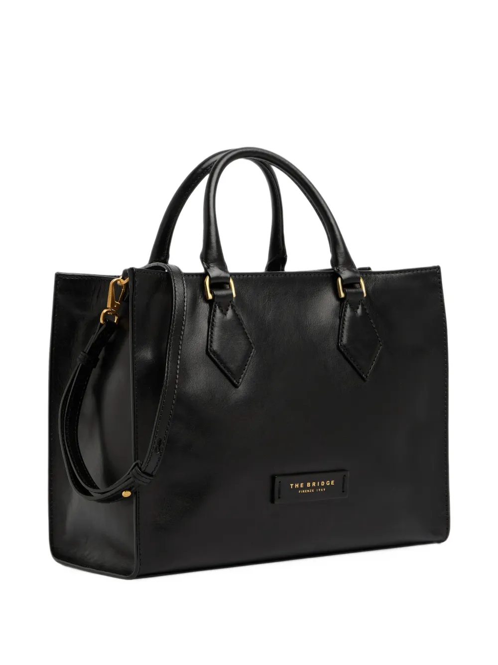 The Bridge Leren shopper met afneembare band Zwart