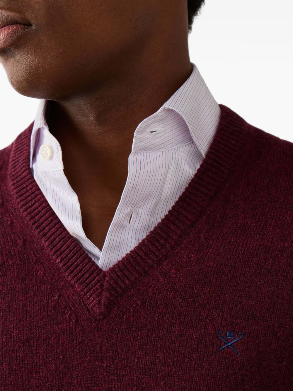 Hackett London V-neck lambswool sweater Rood