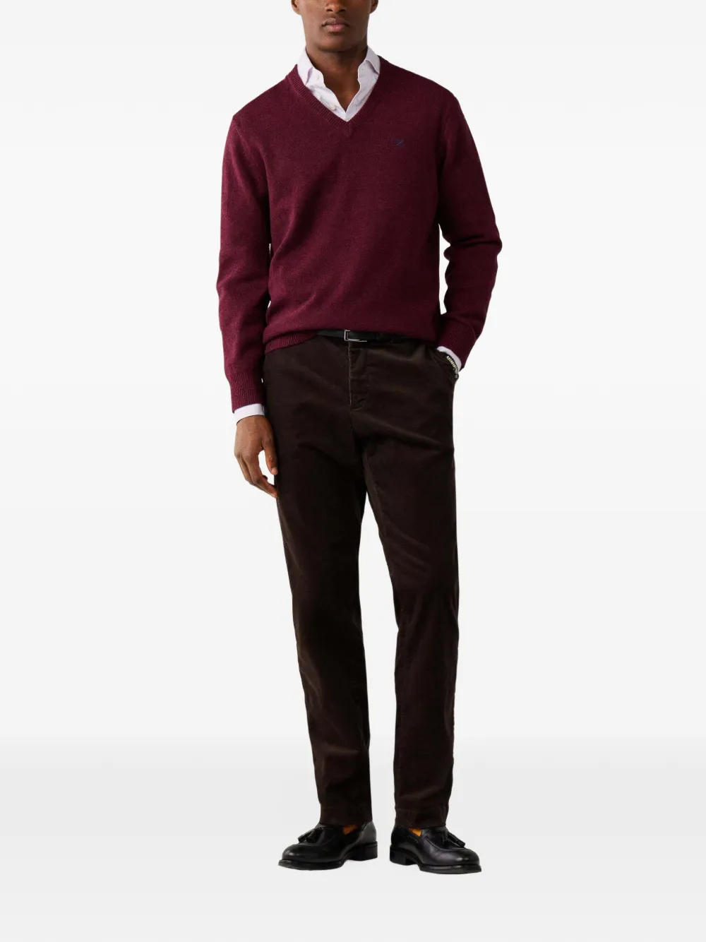Hackett London V-neck lambswool sweater Rood