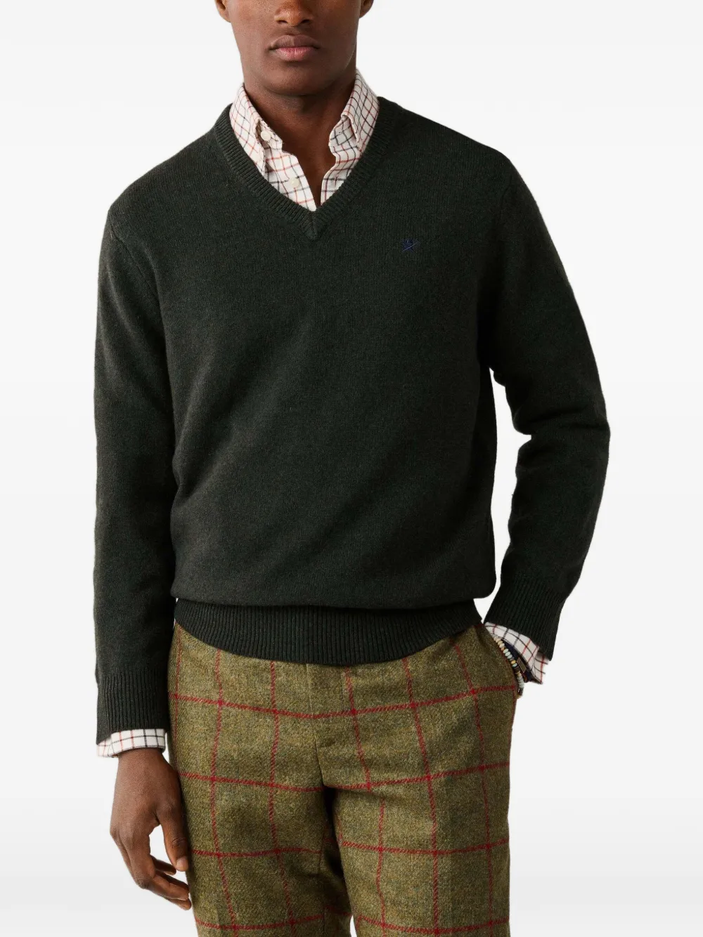 Hackett London V-neck lambswool sweater Groen