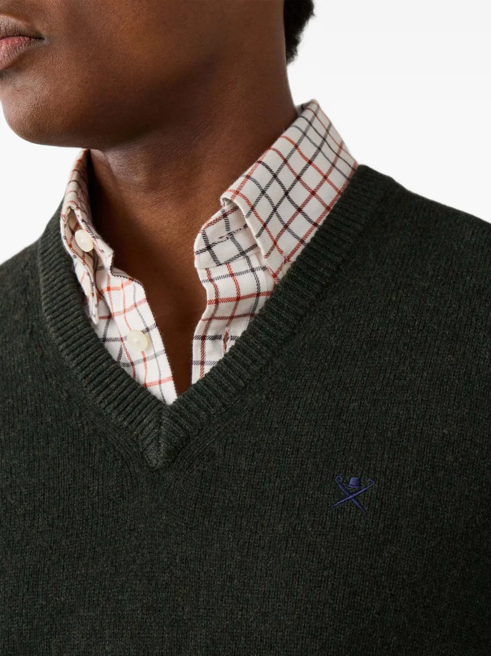 Hackett London V-neck lambswool sweater Groen