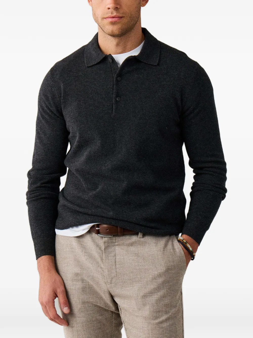 Hackett London knitted polo sweater Grijs
