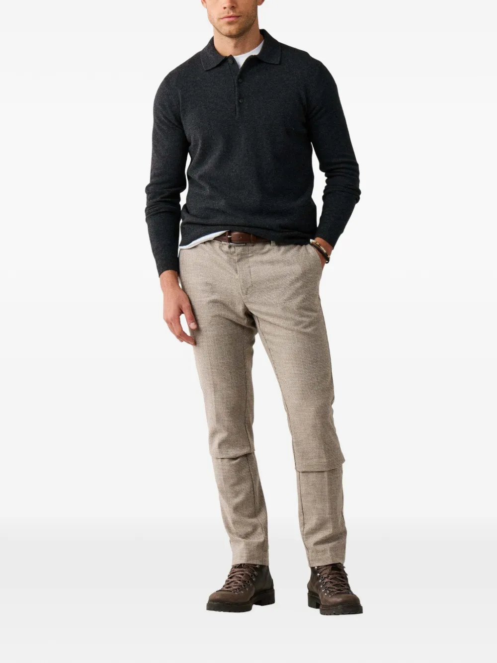 Hackett London knitted polo sweater Grijs