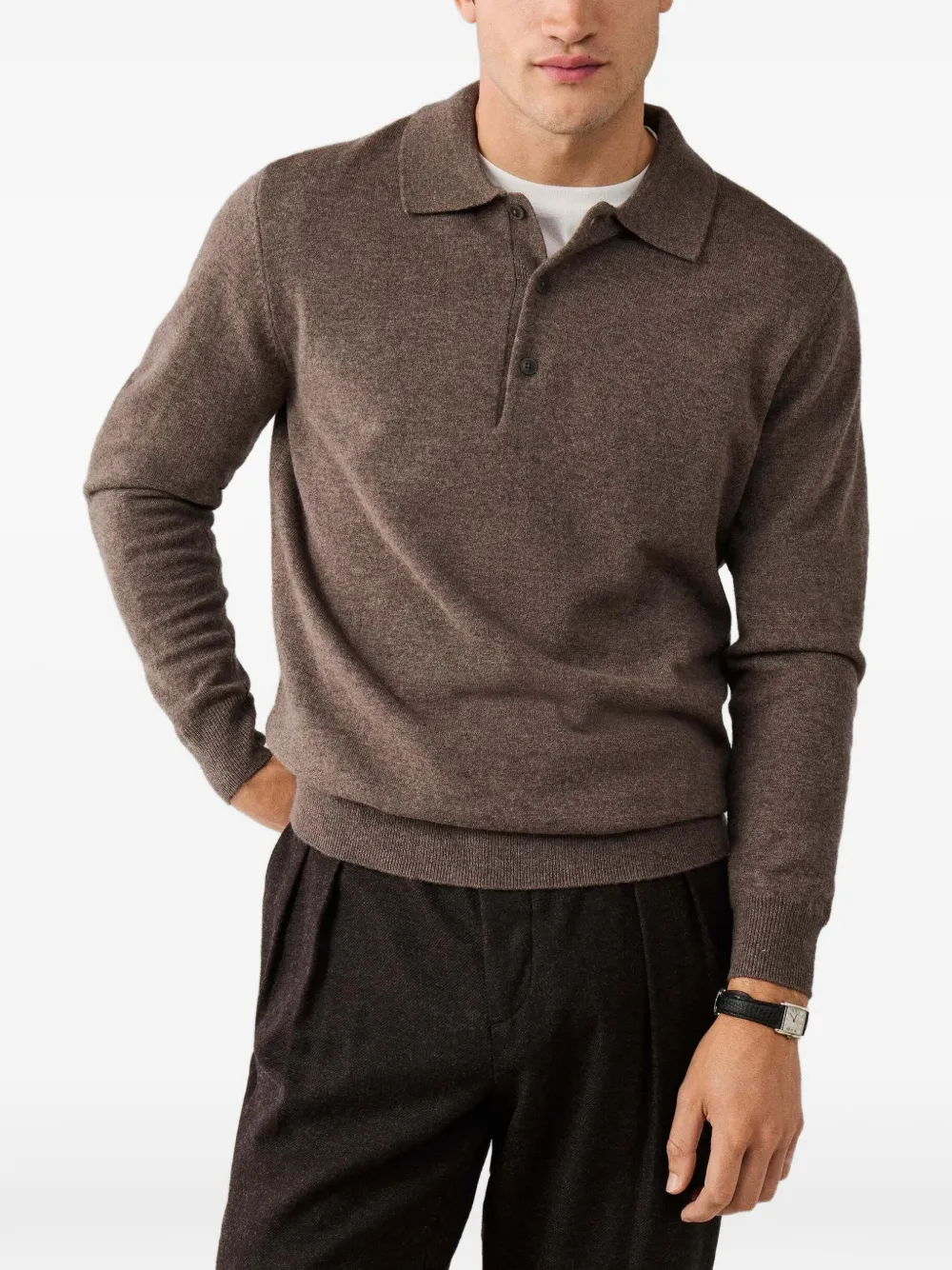 Hackett London knitted polo shirt Bruin