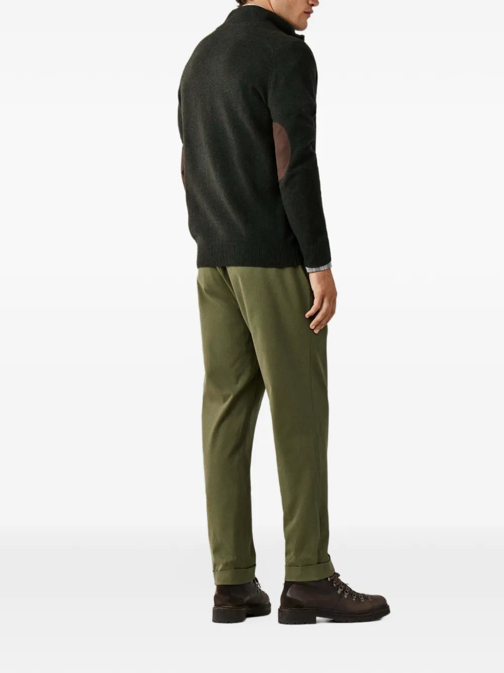 Hackett London zip-up lambswool cardigan Groen