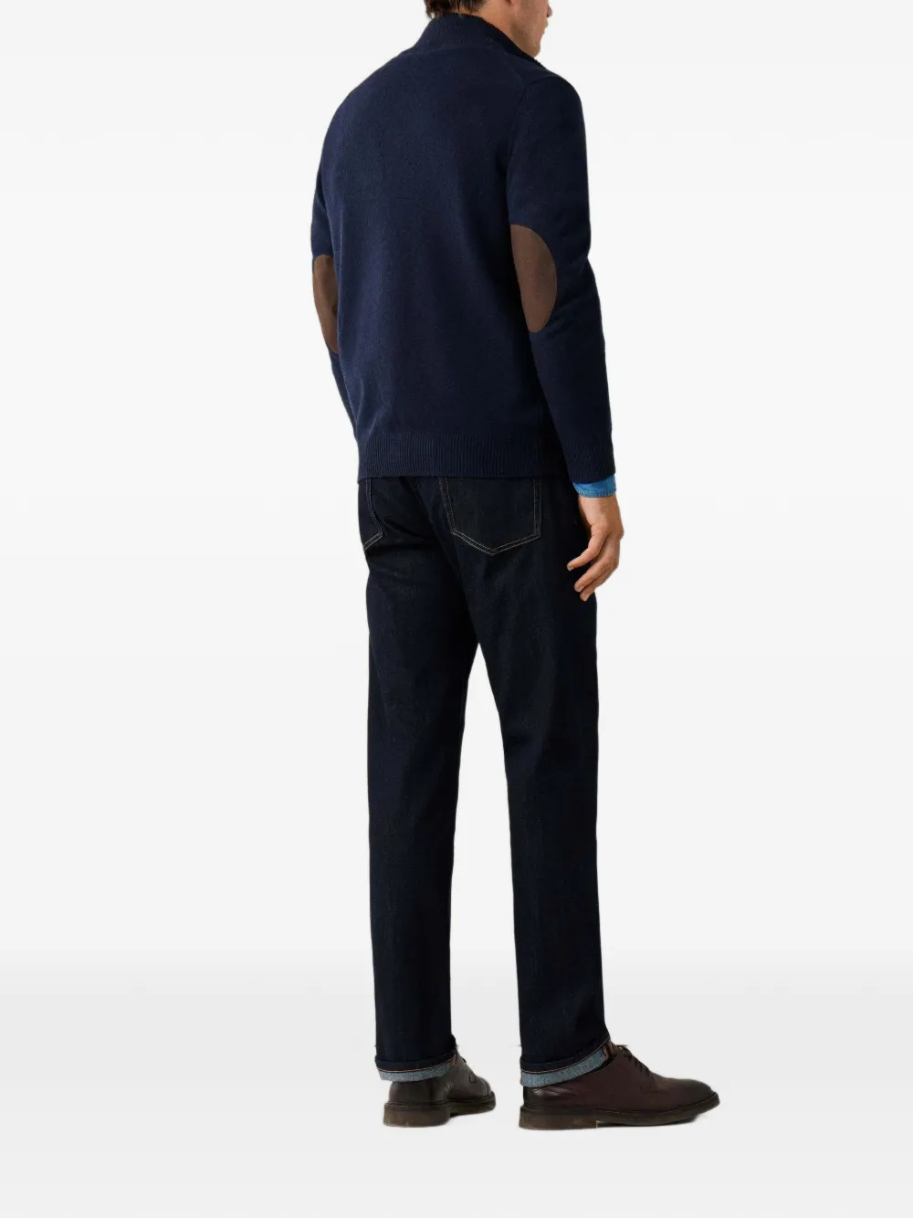 Hackett London zip-up lambswool cardigan Blauw