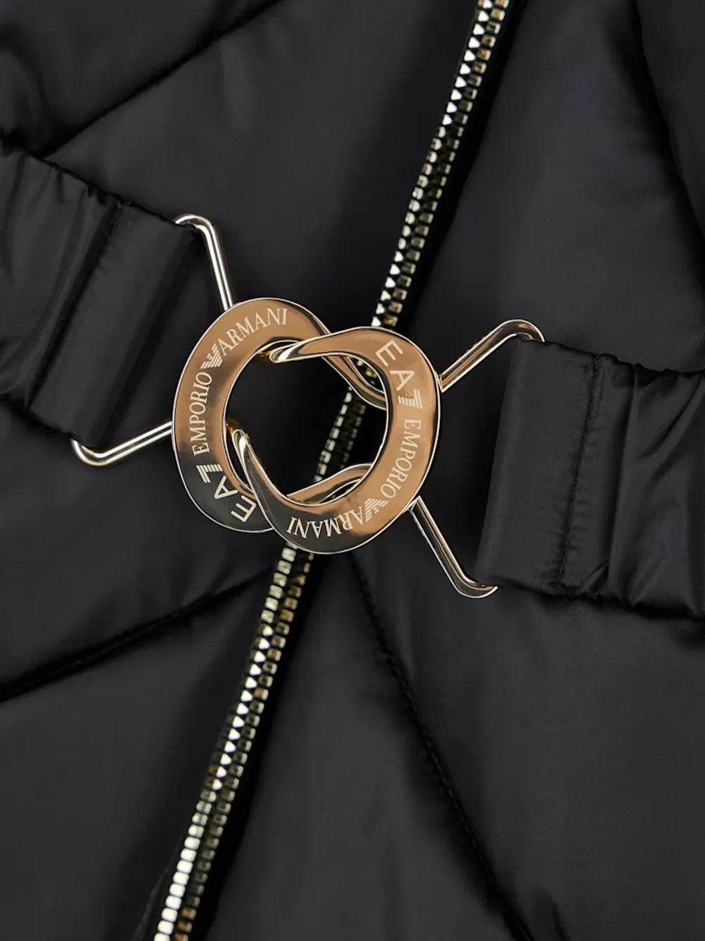 Ea7 Emporio Armani belted faux-fur trim padded coat Zwart