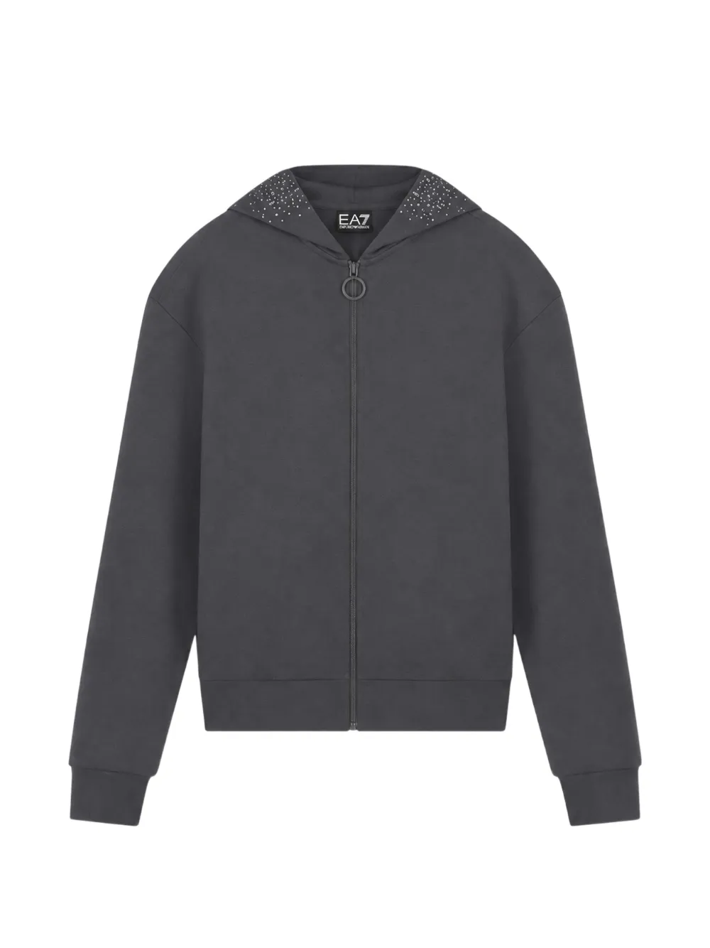 Ea7 Emporio Armani Precious crystal-embellished zip-up hoodie Grijs