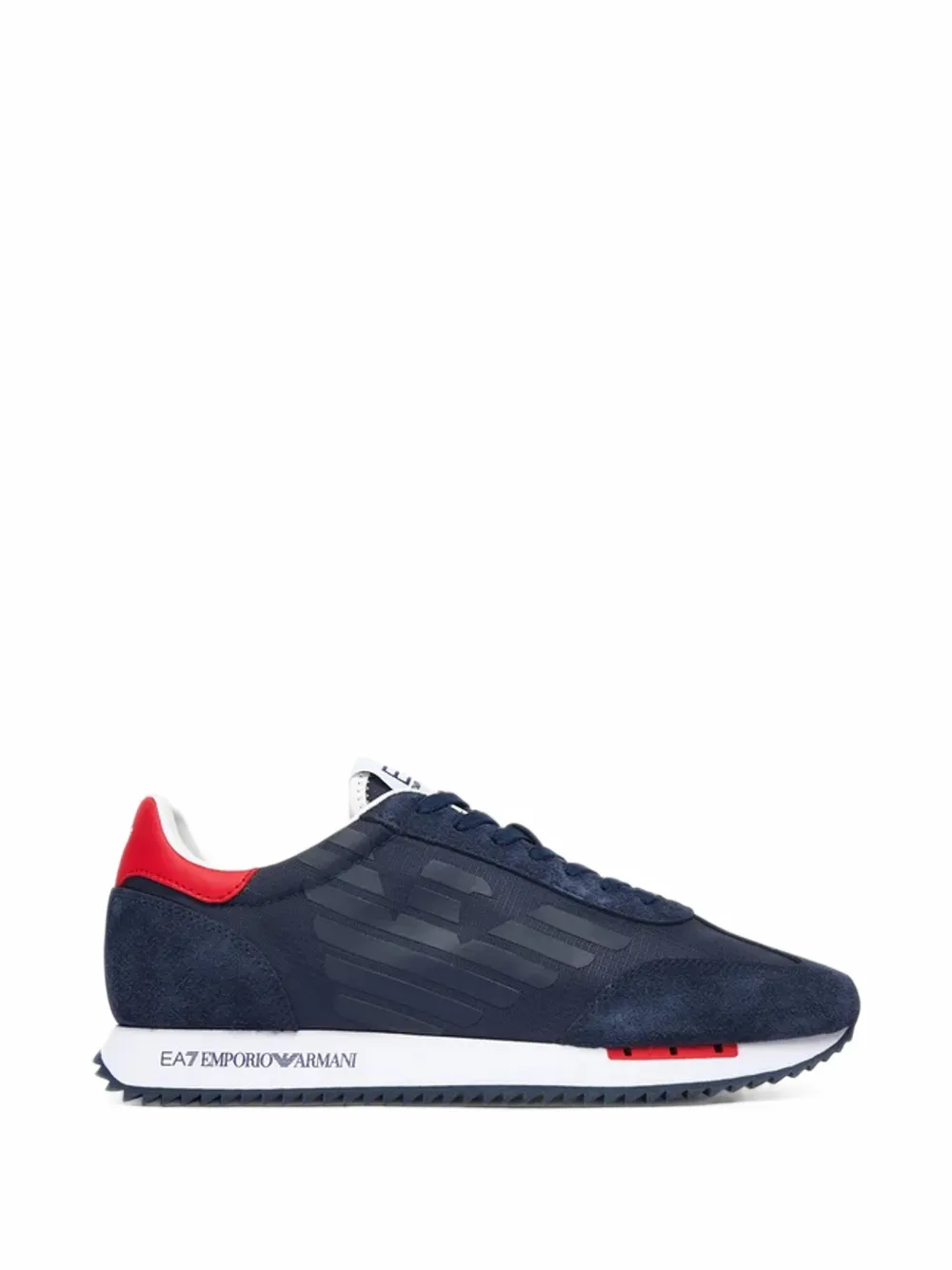 Ea7 Emporio Armani logo-patch suede-panel sneakers - Blu