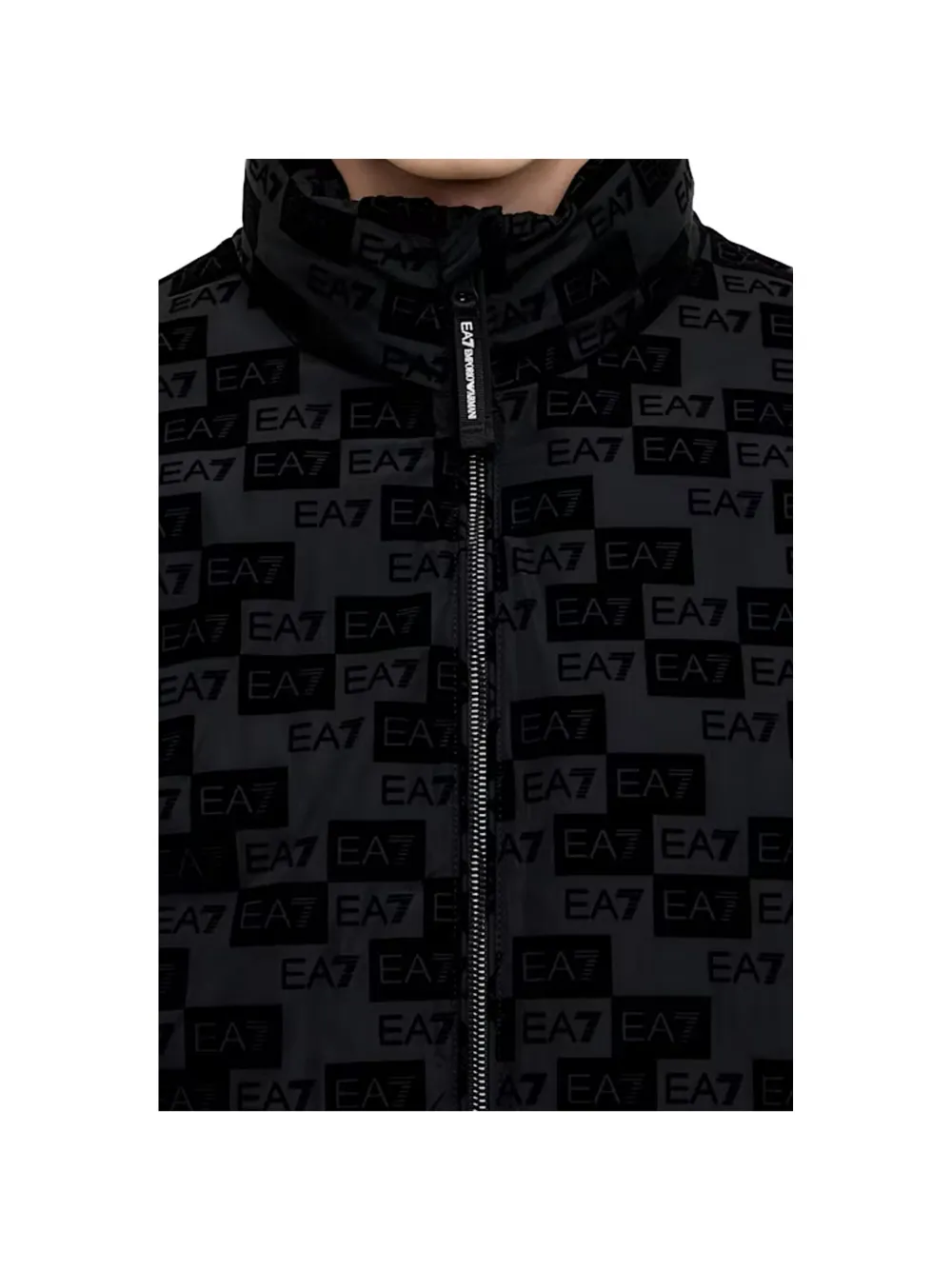 Ea7 Emporio Armani logo-print high-neck jacket Zwart