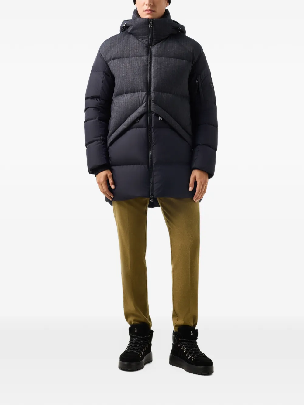 BOGNER Jones herringbone-panel quilted down coat Blauw