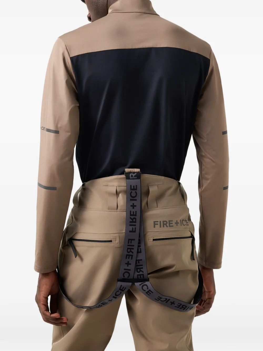 BOGNER FIRE+ICE Phil colour-block zip-up performance top Beige