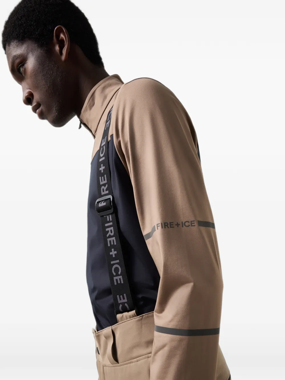 BOGNER FIRE+ICE Phil colour-block zip-up performance top Beige