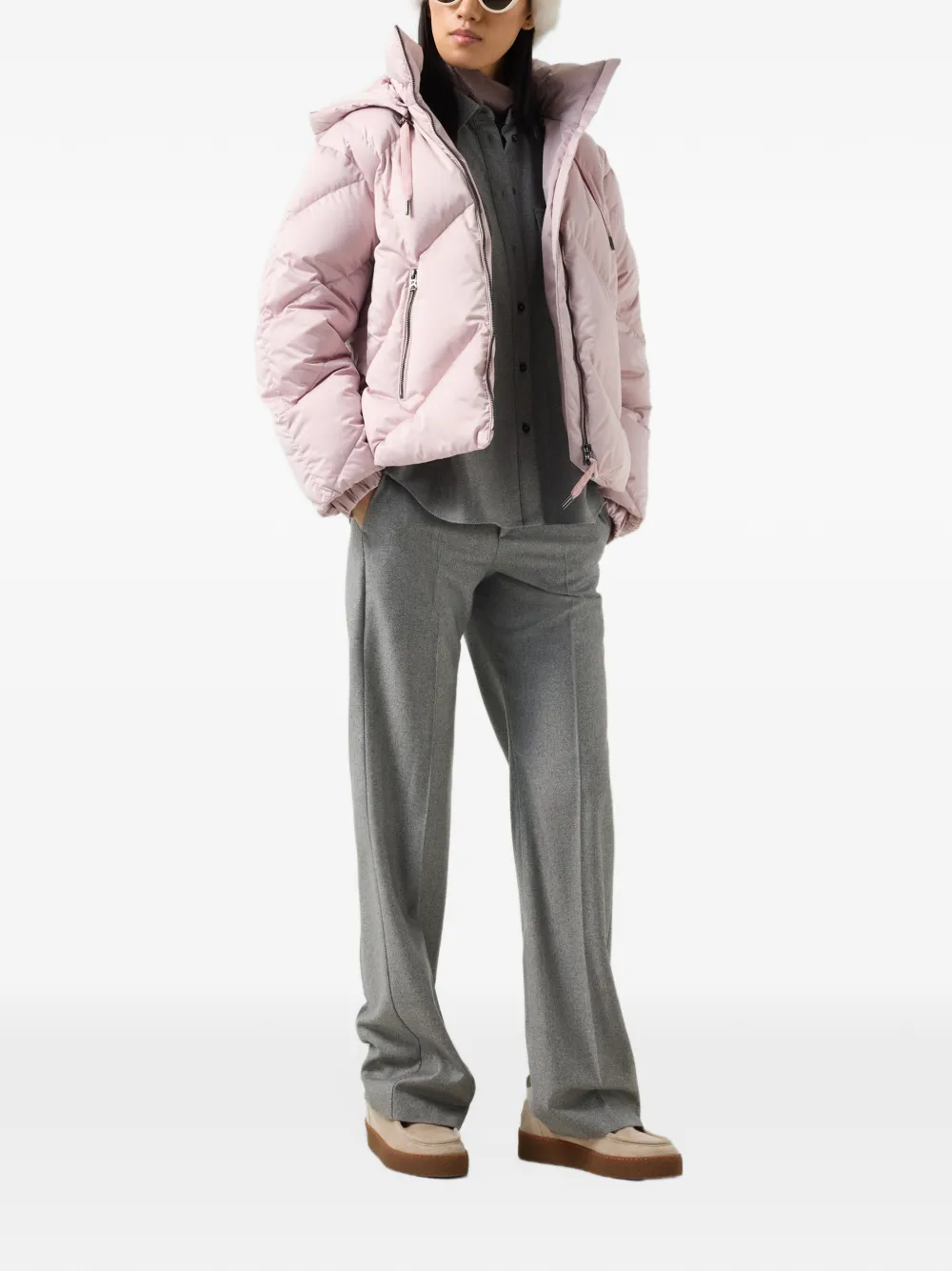 BOGNER Jody herringbone-pattern virgin-wool tailored trousers Grijs