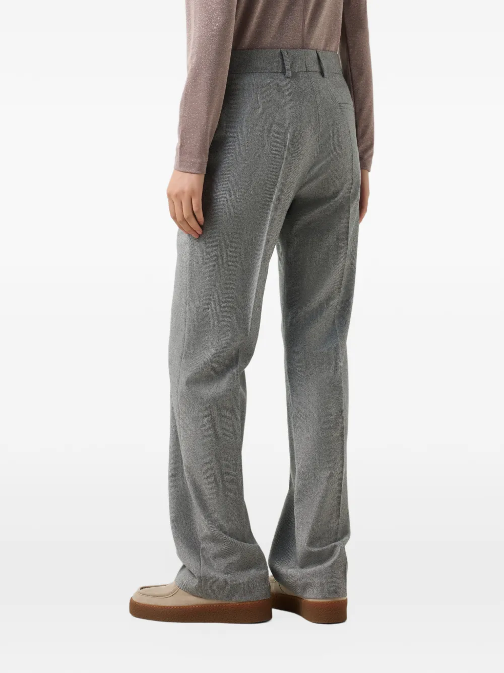 BOGNER Jody herringbone-pattern virgin-wool tailored trousers Grijs