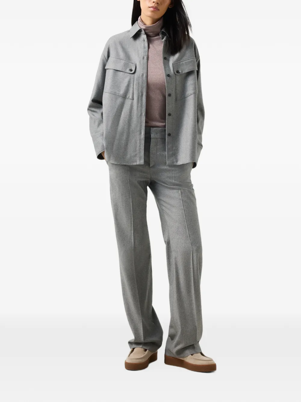 BOGNER Jody herringbone-pattern virgin-wool tailored trousers Grijs