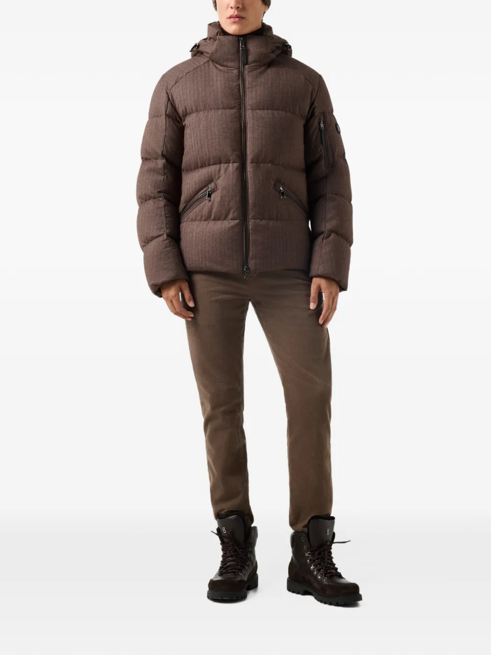 BOGNER Jamy herringbone-pattern down jacket Bruin