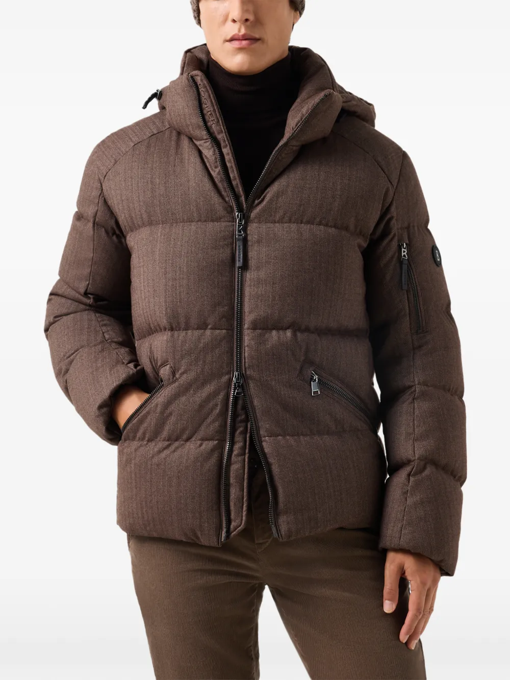 BOGNER Jamy herringbone-pattern down jacket Bruin