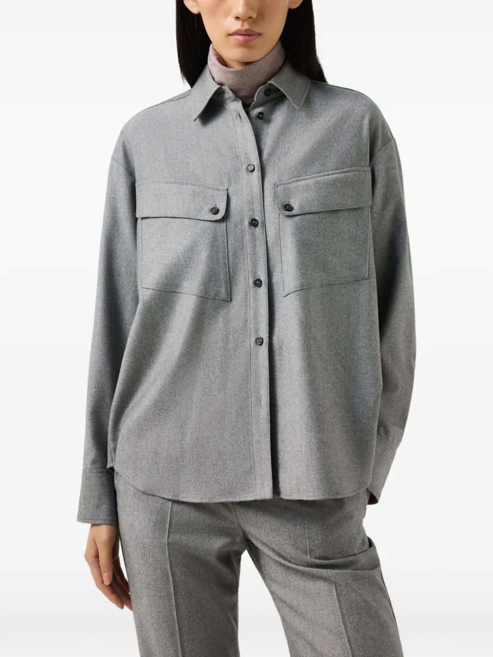 BOGNER chemise Robyn en flanelle de laine vierge à chevrons - Gris BOGNER chemise Robyn en flanelle de laine vierge à chevrons - Gris