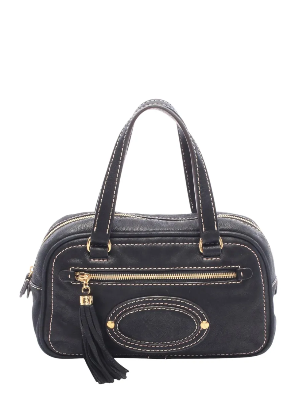 Loewe Pre-Owned 2000-2026 Leather Anagram Madrid Fringe handbag - Schwarz