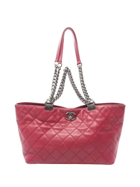 CHANEL Pre-Owned 2014-2015 Quilted Iridescent Calfskin Shopping in Chains tote bag