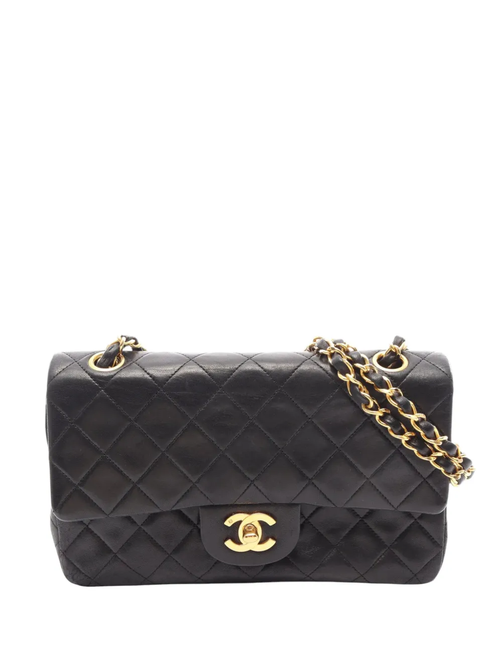 CHANEL Pre-Owned 1989-1991 Small Classic Lambskin Double Flap shoulder bag - Black