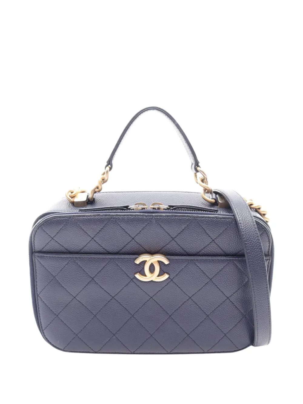 CHANEL Pre-Owned 2019 CC Quilted Caviar Top Handle Bag satchel - Blue