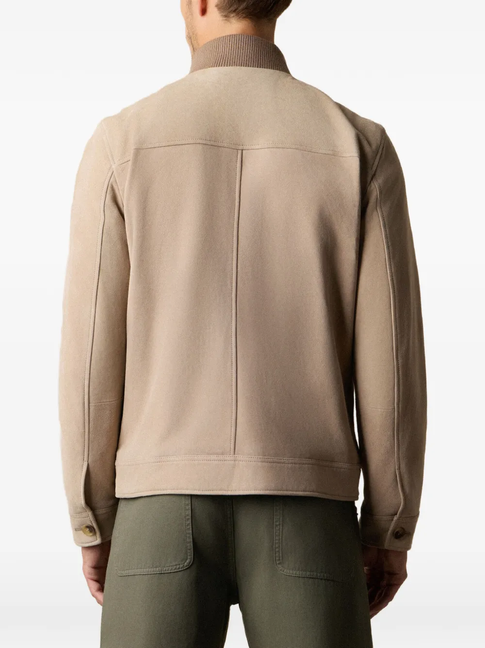Brooks Brothers zip-up suede jacket Beige