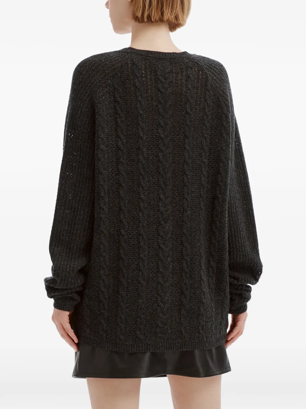 b+ab lace-up cable-knit sweater Grijs