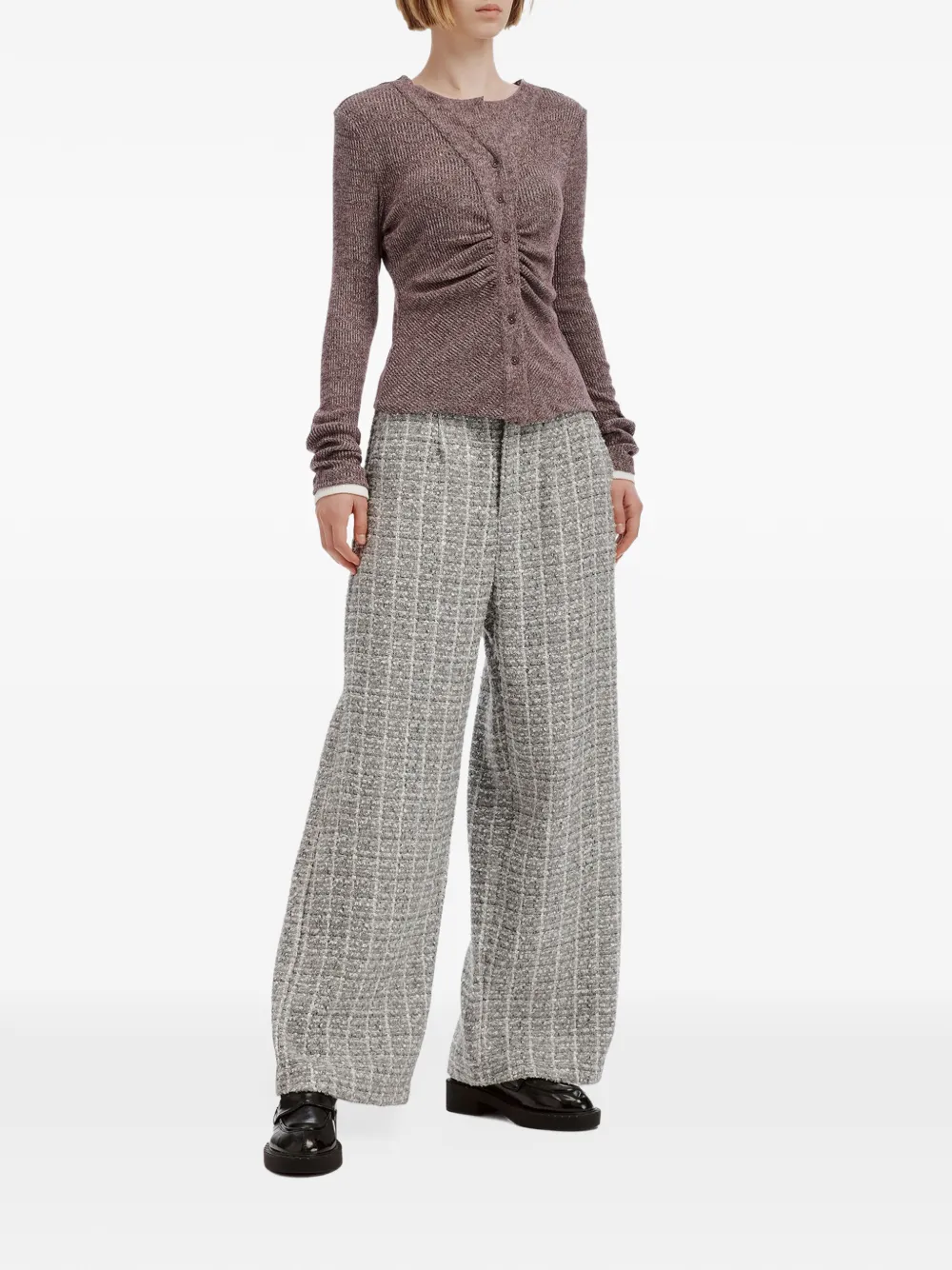 b+ab Broek met wijde pijpen en tweed-effect Grijs