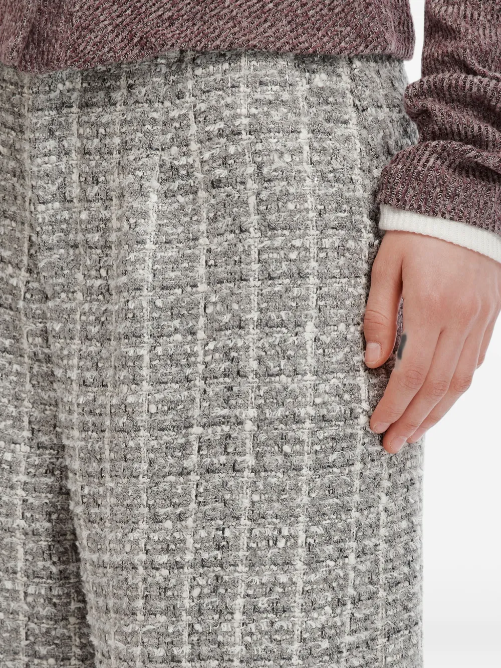 b+ab Broek met wijde pijpen en tweed-effect Grijs