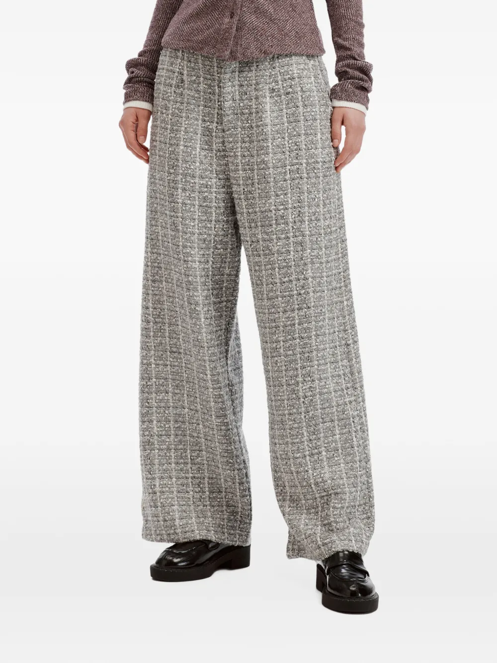 b+ab Broek met wijde pijpen en tweed-effect Grijs