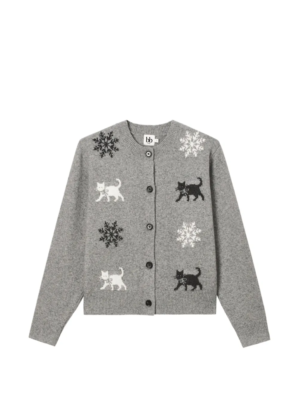 b+ab snowflake cat-intarsia cardigan - Grigio