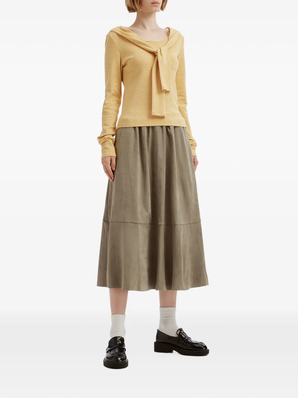 tout a coup elasticated-waist panelled midi skirt Groen