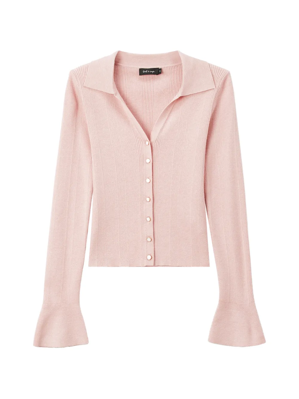 tout a coup ribbed-knit flared-sleeve cardigan - Rosa