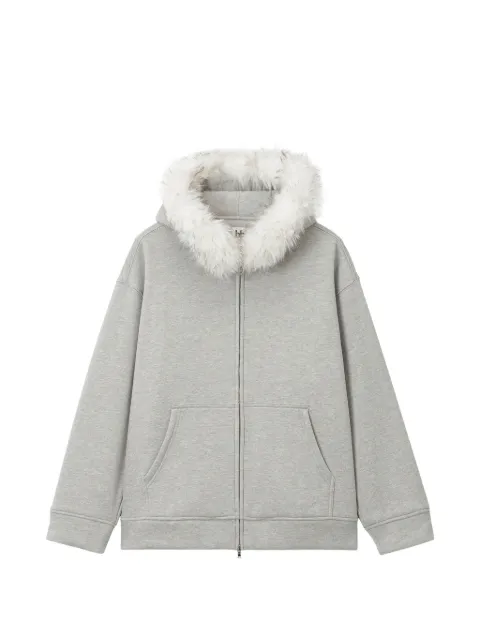 b+ab faux-fur-trim zip-up hoodie