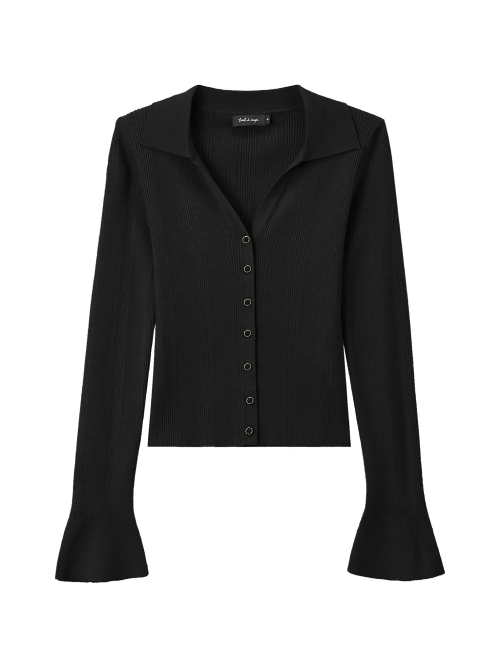 Tout a coup ribbed-knit flared-cuff cardigan Zwart