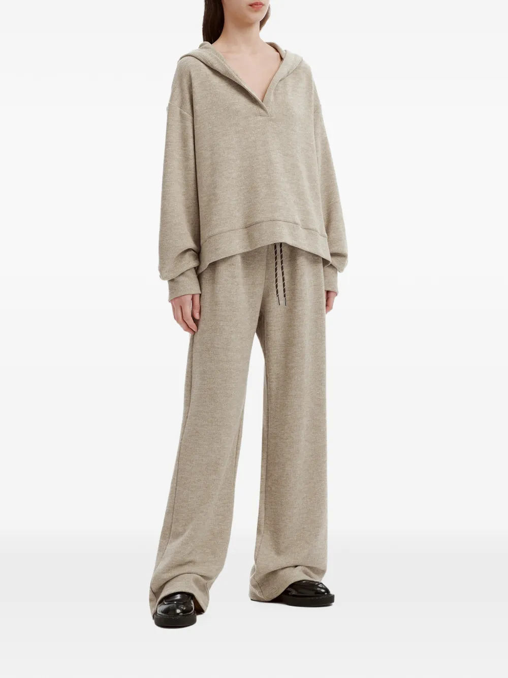 tout a coup drawstring-waist wide-leg track pants Beige