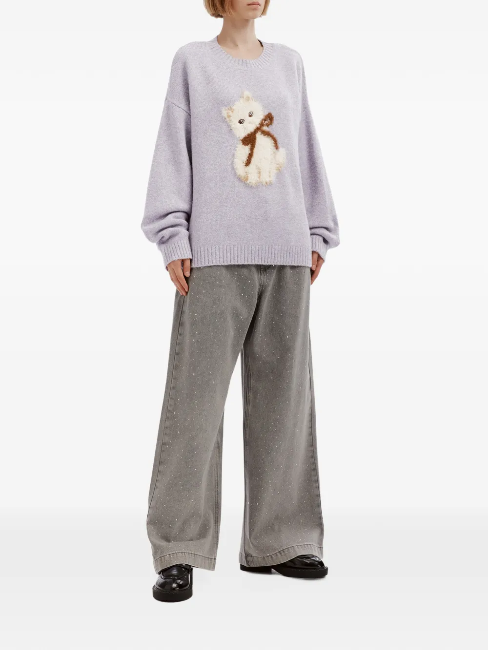 tout a coup cat-motif sweater Paars